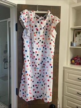 White Polka Dot Dress with Ruffle Sleeves